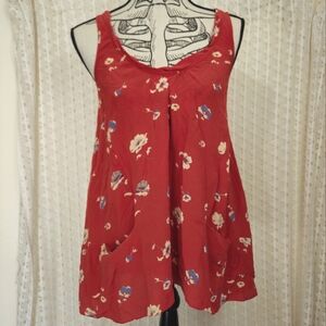 Rebecca Taylor 100% Silk Floral Orange Tank Top Size 4